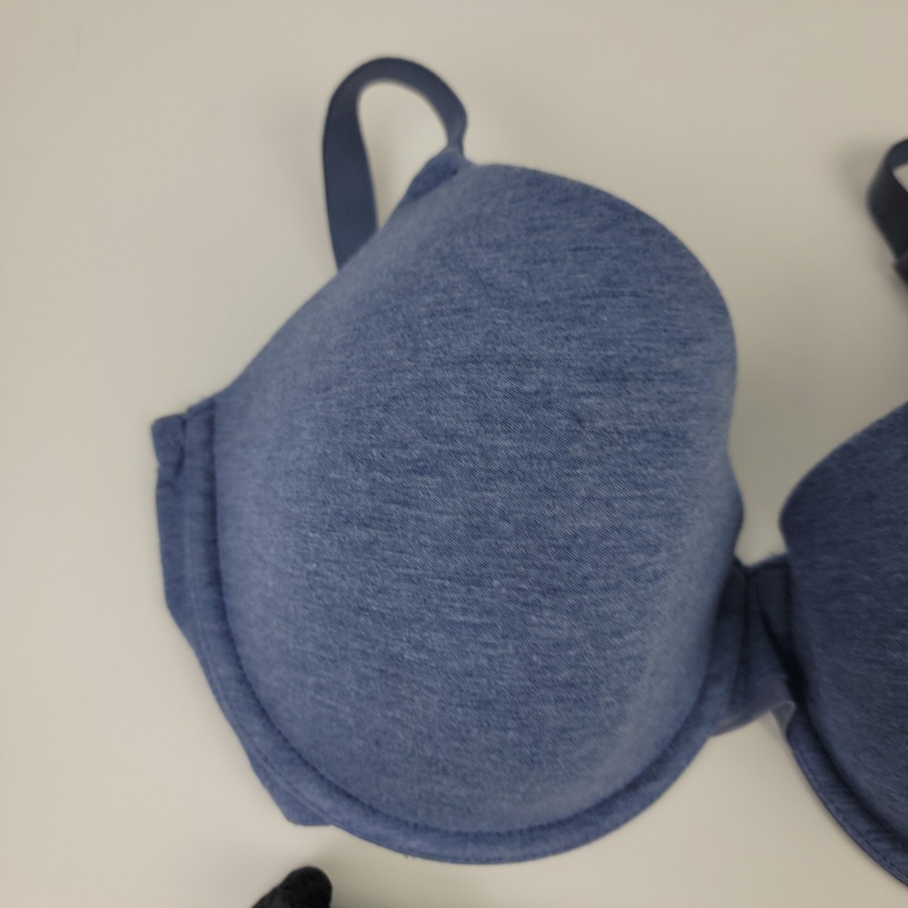 Auden & Anne Klein Underwire Bra Set 40C Blue Heathered Black Lace 2 Pack - Picture 5 of 8
